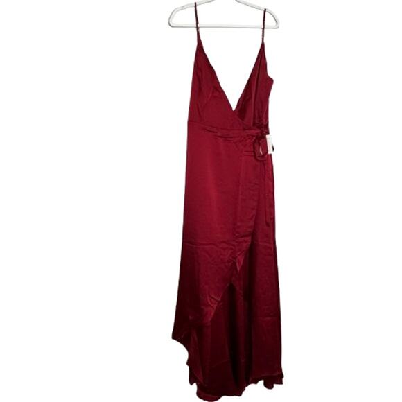 Show Me Your Mumu Mariah Red Ruby Satin Wrap V-Neck Evening Dress Size 3XL NWT - Picture 2 of 11
